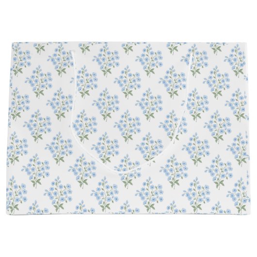 English Country Muster mit Vergissmeinnichtblumen ラージペーパーバッグ (正面)