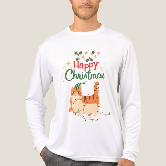 English: Cute Cat Lover 'Happy Christmas トライブレンドＴシャツ (正面)