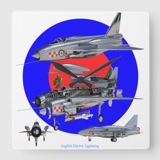 English Electric lightning スクエア壁時計 (正面)