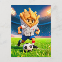 English fish and chips soccer player character ポストカード