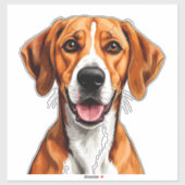 English Foxhound Dog Bright, Happy Expression シール (シート)