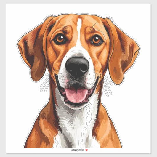 English Foxhound Dog Bright, Happy Expression シール (シート)