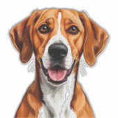 English Foxhound Dog Bright, Happy Expression シール (正面)