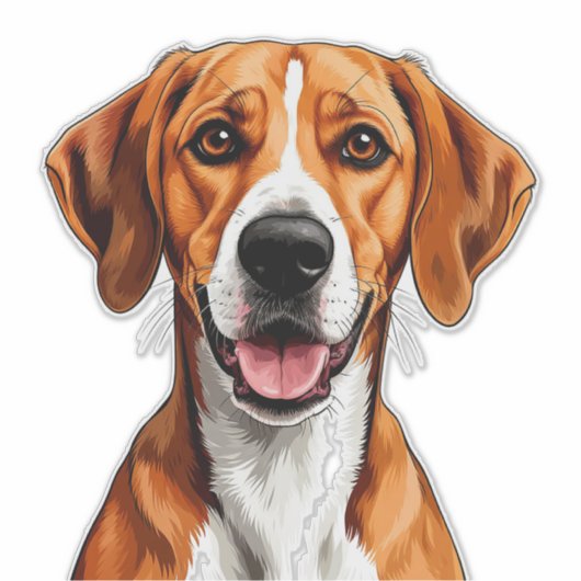 English Foxhound Dog Bright, Happy Expression シール (正面)