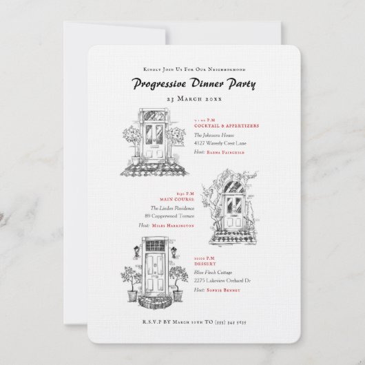 English Front Doors Progressive Dinner Party 招待状 (正面)