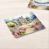 English Garden Landscape スクエアペーパーコースター (アングル)