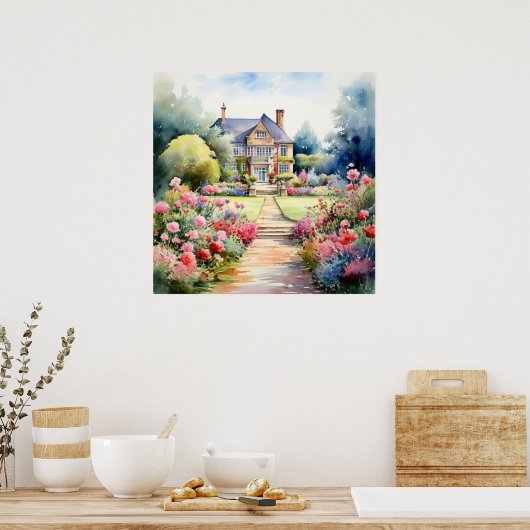 English Garden Landscape ポスター (キッチン)