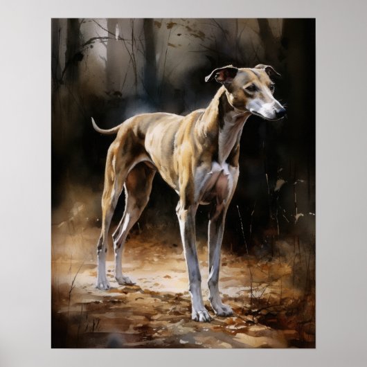 English Greyhound Dog Artプリントポスター ポスター (正面)