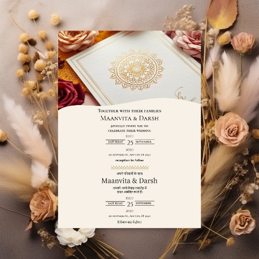 English Hindi Bilingual Wedding Invitation 招待状
