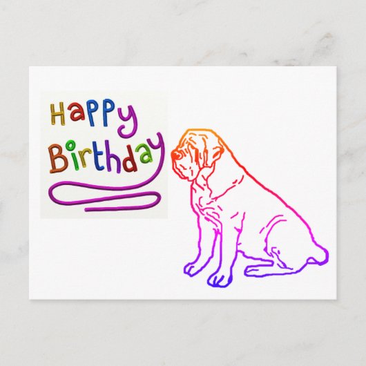 English Mastiff bunte Schrift Dogge ポストカード (正面)