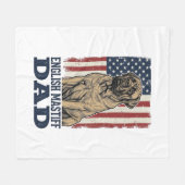 English Mastiff Dad Patriotic Vintage Dog Design_1 フリースブランケット (正面(横))