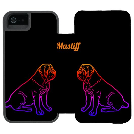 English Mastiff Neon englische Dogge Incipio iPhoneウォレットケース (フォリオ Open)