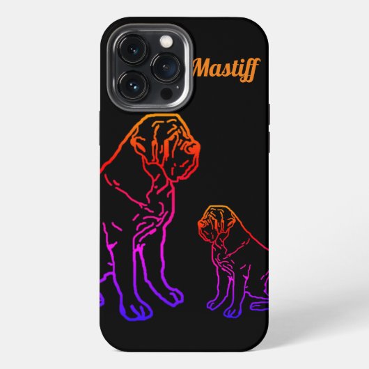 English Mastiff Neon englische Dogge iPhoneケース (裏面)