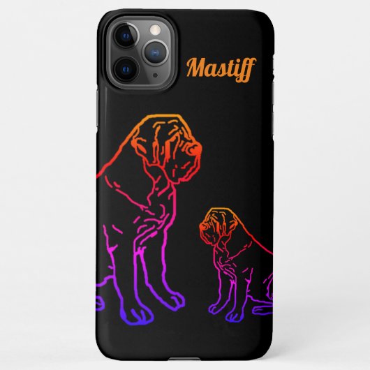 English Mastiff Neon englische Dogge iPhoneケース (裏面)