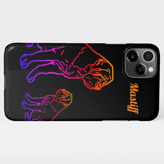 English Mastiff Neon englische Dogge iPhoneケース (裏面横)