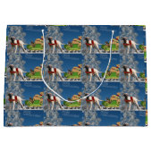 English Mastiff u French Bulldog Frohe Weihnachten ラージペーパーバッグ (正面)