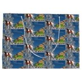 English Mastiff u French Bulldog Frohe Weihnachten ラージペーパーバッグ (裏面)