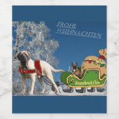English Mastiff u French Bulldog Frohe Weihnachten ワインラベル (シングルラベル)