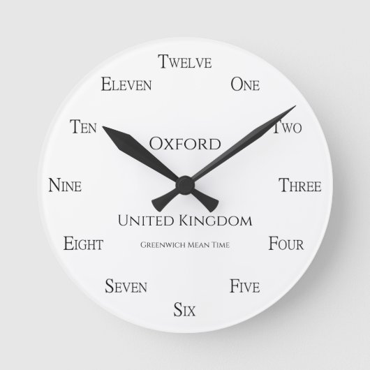 English Numbers Personalized Country Time Zone ラウンド壁時計 (正面)