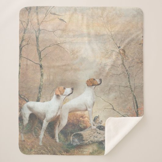 English Pointer is 狩りthe Pheasants シェルパブランケット (正面)
