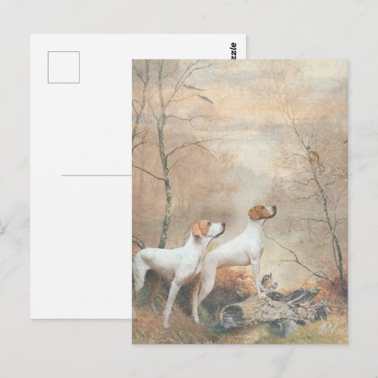 English Pointer is 狩りthe Pheasants ポストカード (正面/裏面)