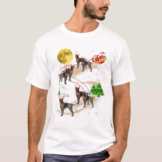English Pointer Reindeer Christmas Santa Riding Do Tシャツ (正面)