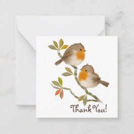 English Robin Birds Thank You Noteカード ノートカード