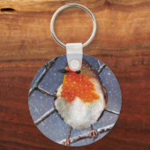 ENGLISH ROBIN IN SNOW:油パステルアート キーホルダー (正面)