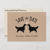 English Setterシルエット結婚式Save the Date 案内ポストカード (正面/裏面)