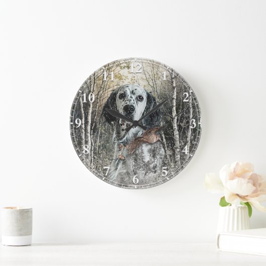 English Setter  ラージ壁時計 (ホーム)