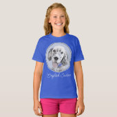 English Setter Blue Belton Painting Dog Art T-Shir Tシャツ (正面フル)