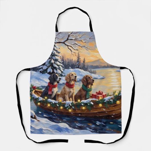 English Setter Christmas Boat Holiday エプロン (正面)