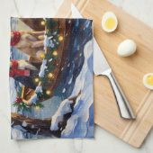 English Setter Christmas Boat Holiday キッチンタオル (四つ折り)