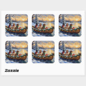 English Setter Christmas Boat Holiday スクエアシール (シート)