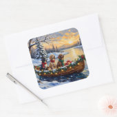 English Setter Christmas Boat Holiday スクエアシール (封筒)