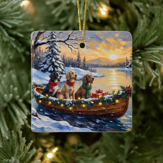 English Setter Christmas Boat Holiday セラミックオーナメント (ツリー)