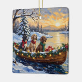 English Setter Christmas Boat Holiday セラミックオーナメント (左)