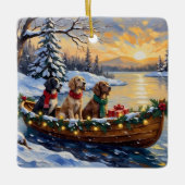 English Setter Christmas Boat Holiday セラミックオーナメント (正面)