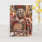 English Setter Christmas Card カード (黄色い花)
