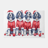 English Setter Christmas Dress Santa Hat ドアマット (正面)