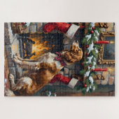 English Setter Christmas Fireplace Stocking ジグソーパズル (横)