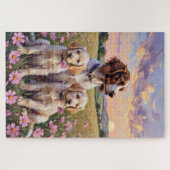 English Setter Cosmos Meadow Art ジグソーパズル (横)
