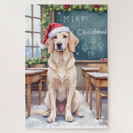 English Setter Cozy Classroom Teacher Santa ジグソーパズル (縦)