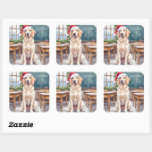 English Setter Cozy Classroom Teacher Santa スクエアシール (シート)