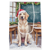 English Setter Cozy Classroom Teacher Santa ミディアムペーパーバッグ (裏面)