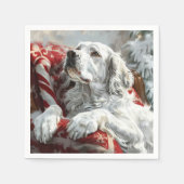 English Setter Dog Christmas Festive スタンダードカクテルナプキン (正面)