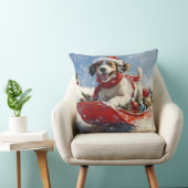 English Setter Dog in Sledge Let it Snow Christmas クッション (椅子)