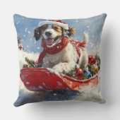 English Setter Dog in Sledge Let it Snow Christmas クッション (裏面)