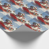 English Setter Dog in Sledge Let it Snow Christmas ラッピングペーパー (角)