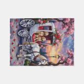 English Setter Dog Valentine's Day フリースブランケット (正面(横))